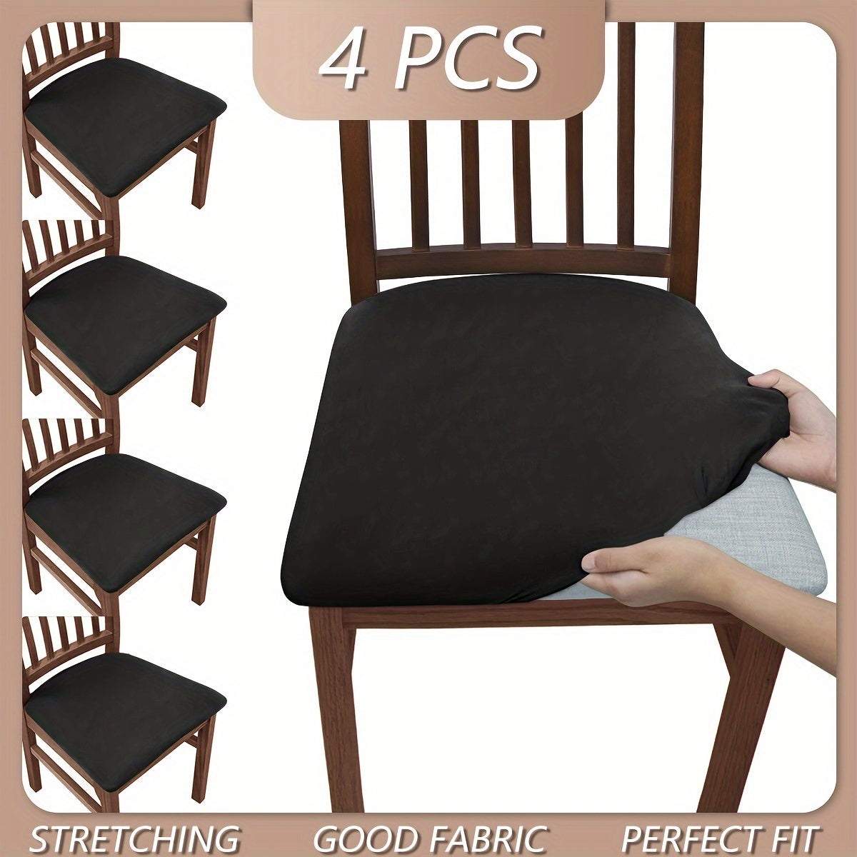 4pcs Soft & Stretchy Chair Covers - Solid Color, Dustproof & Stain Resistant