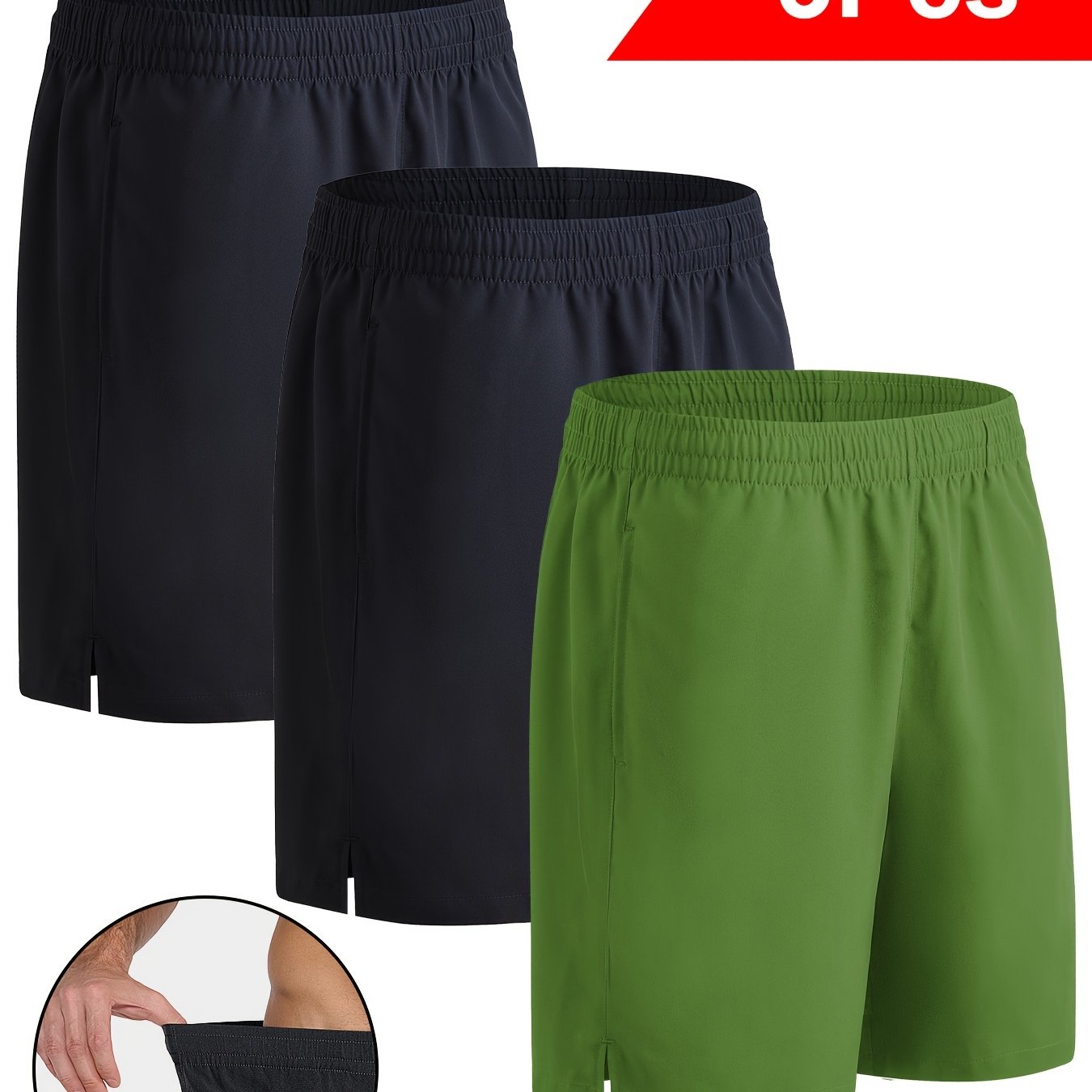 3 Pack Lightweight Quick Dry Men's Workout Gym Short