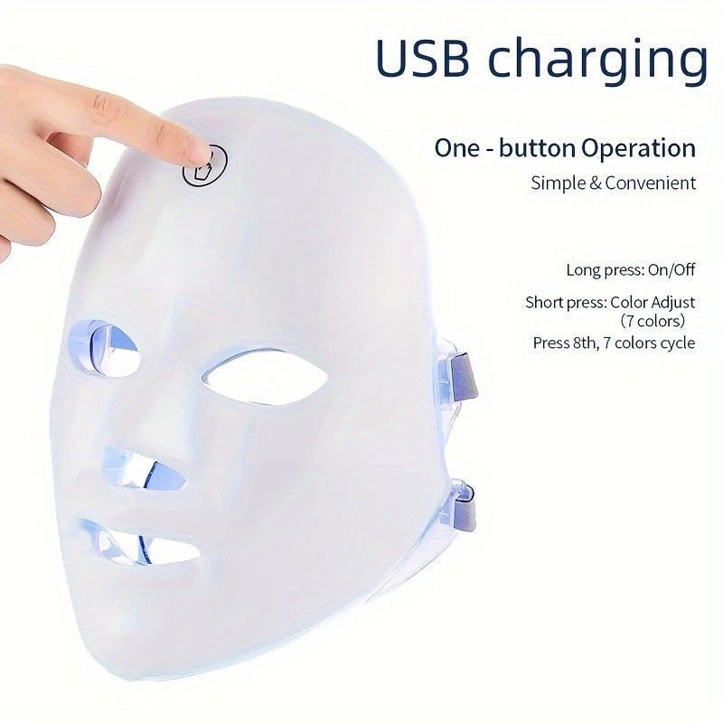 Rechargeable 7-color LED face mask facial care tool
