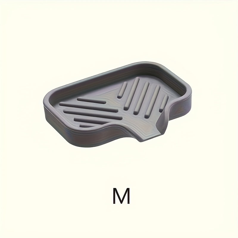 One Silicone Kitchen Sink Tray, Soap Box Holder With Drain, Countertop Sink Cleaning Mat For Brushes, Sponges And Soap,