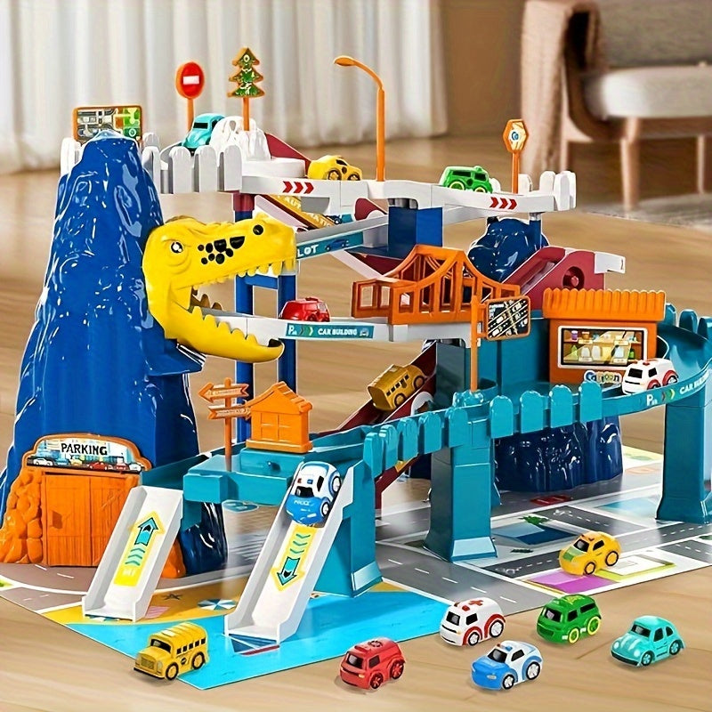 For ages 3 to 7 Dinosaur Race Track Playset - Car Ramp Track Toys, Mini Car For Kids.