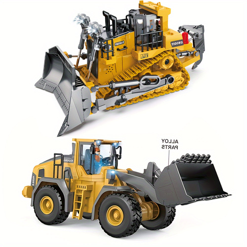 2.4Ghz Remote Control Excavator Toy, with Metal Shovel, Lights, Various Sound Effects and