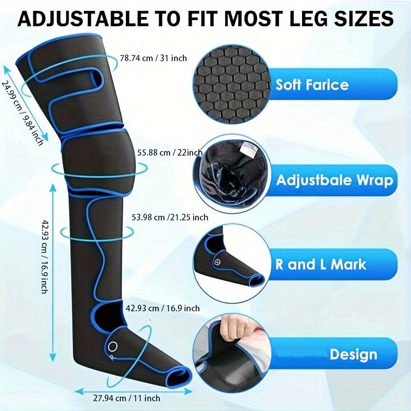 Advanced Leg Massager - Relaxation and Circulation Enhancer with 6 Modes, 3 Vibration, and Air Compression.