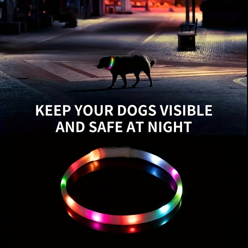 LED Dog Collar, Multi-color Luminous Dog Collar, Adjustable