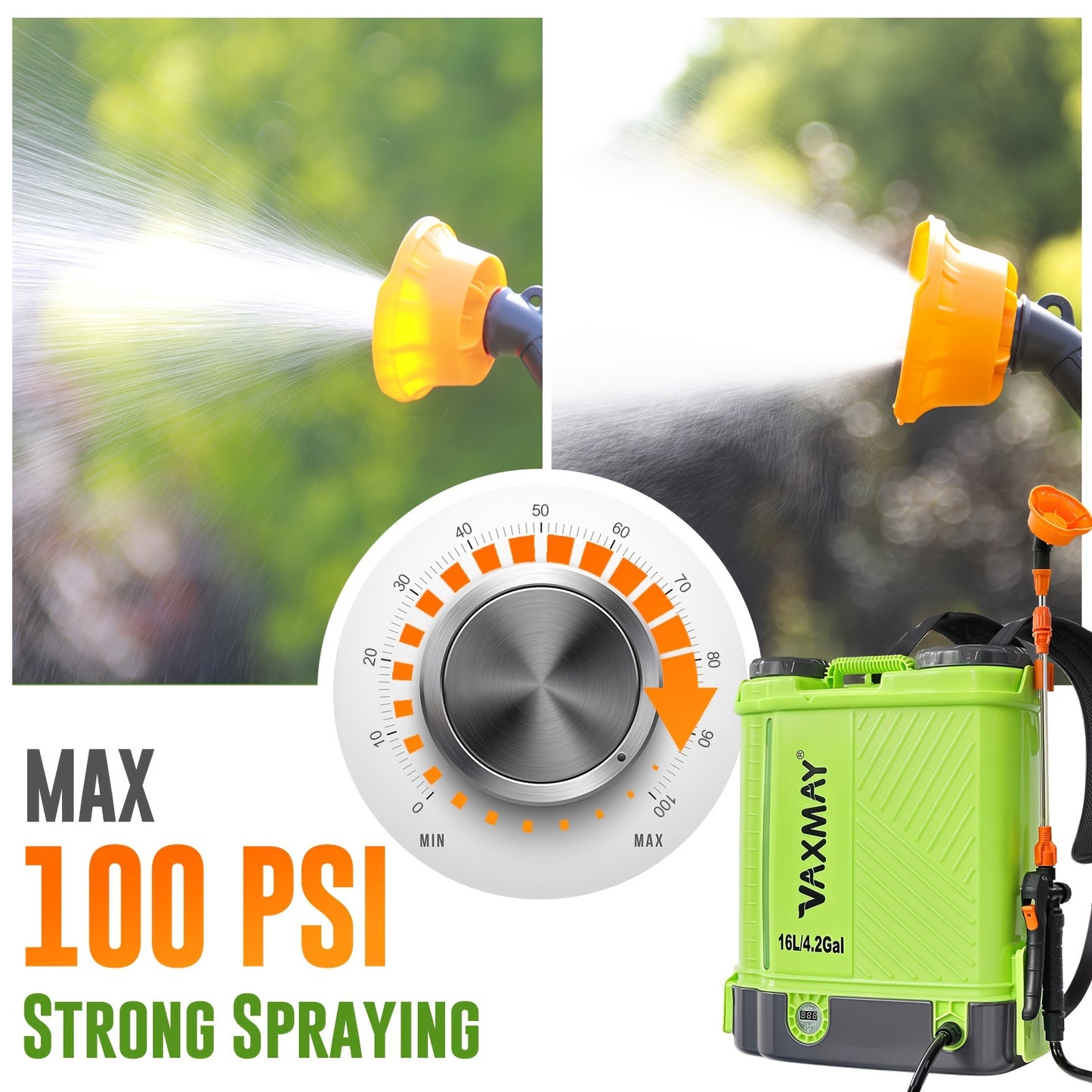 100 PSI 4 Gallon Electric Garden Sprayer with Telescopic Wand, 5 Nozzles, Makita 18V Battery Compatibility, 2.6 Ah Battery & Charger Included