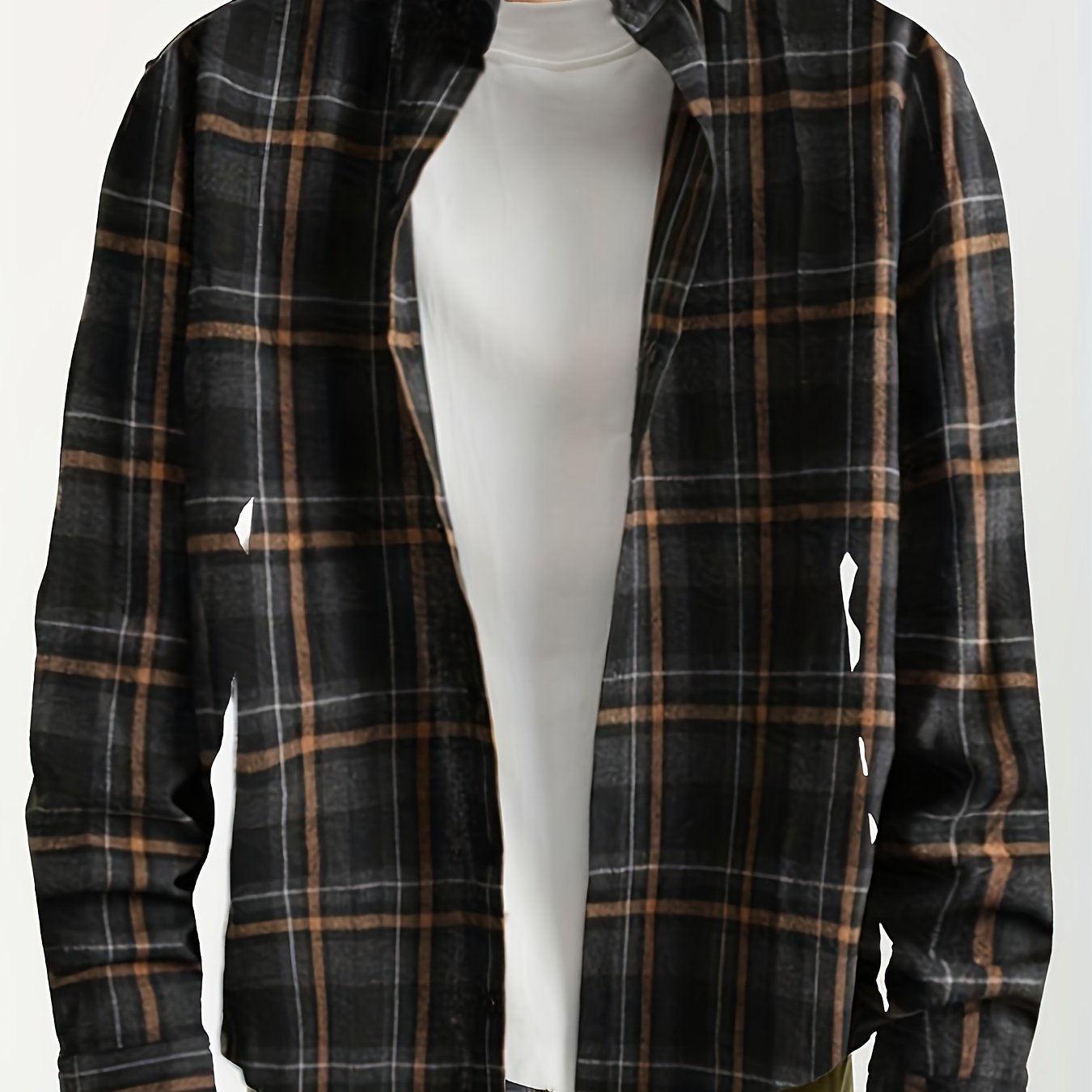 Plaid shirt men's casual loose coat long-sleeved tops versatile shirt