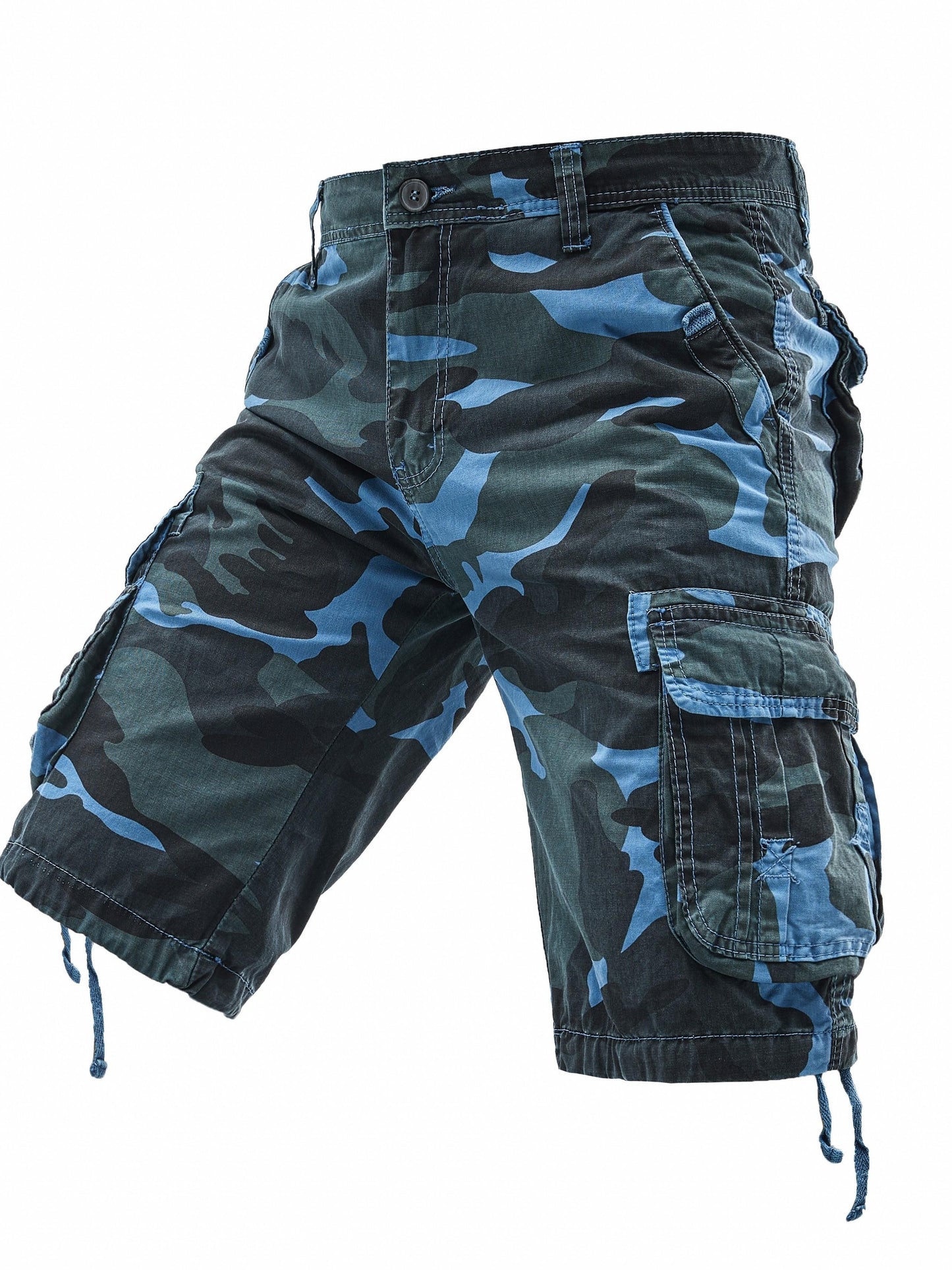 1pc Stoehurrte Men'S Large Cotton Cargo Shorts,Multi-Pocket, Regular Fit, Woven Non-Stretch Fabric, Plus Size