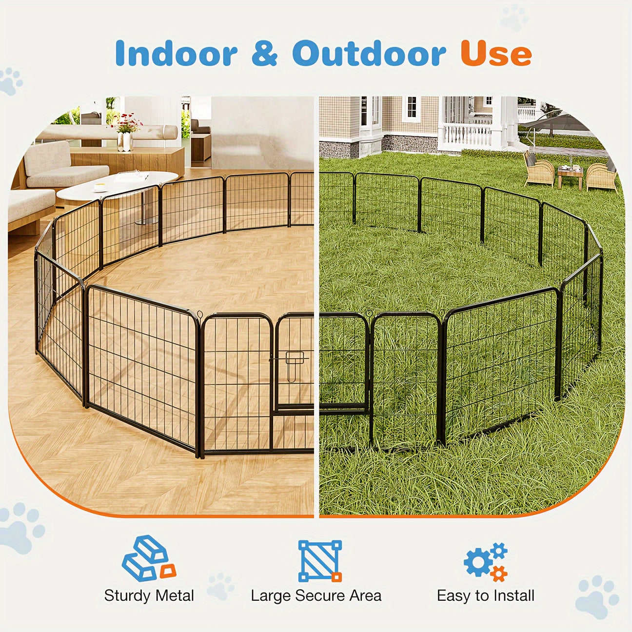 16/8 Panels Dog Playpen, Outdoor, Indoor