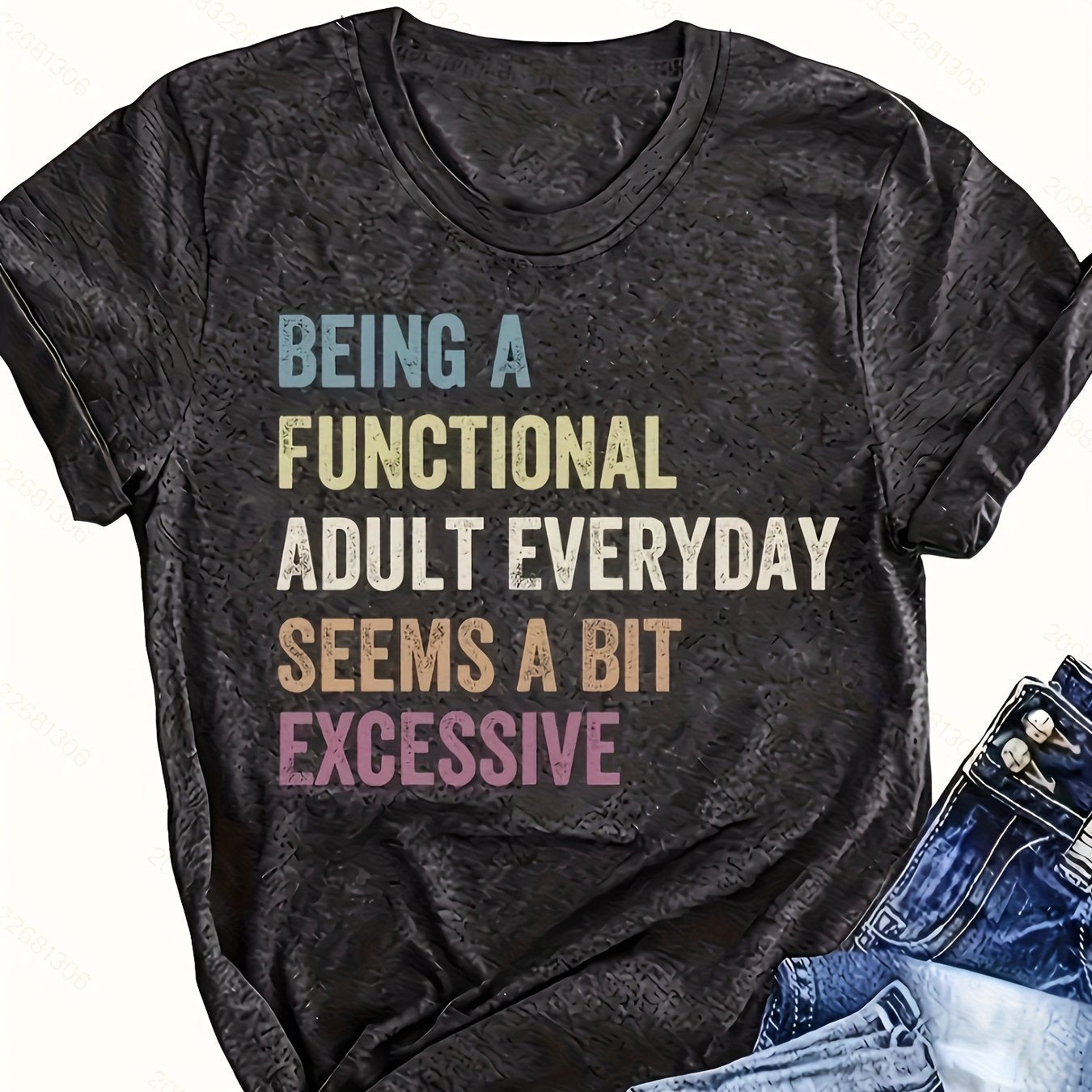 Womens Print T-Shirt - Casual Short Sleeve Crew Neck Top
