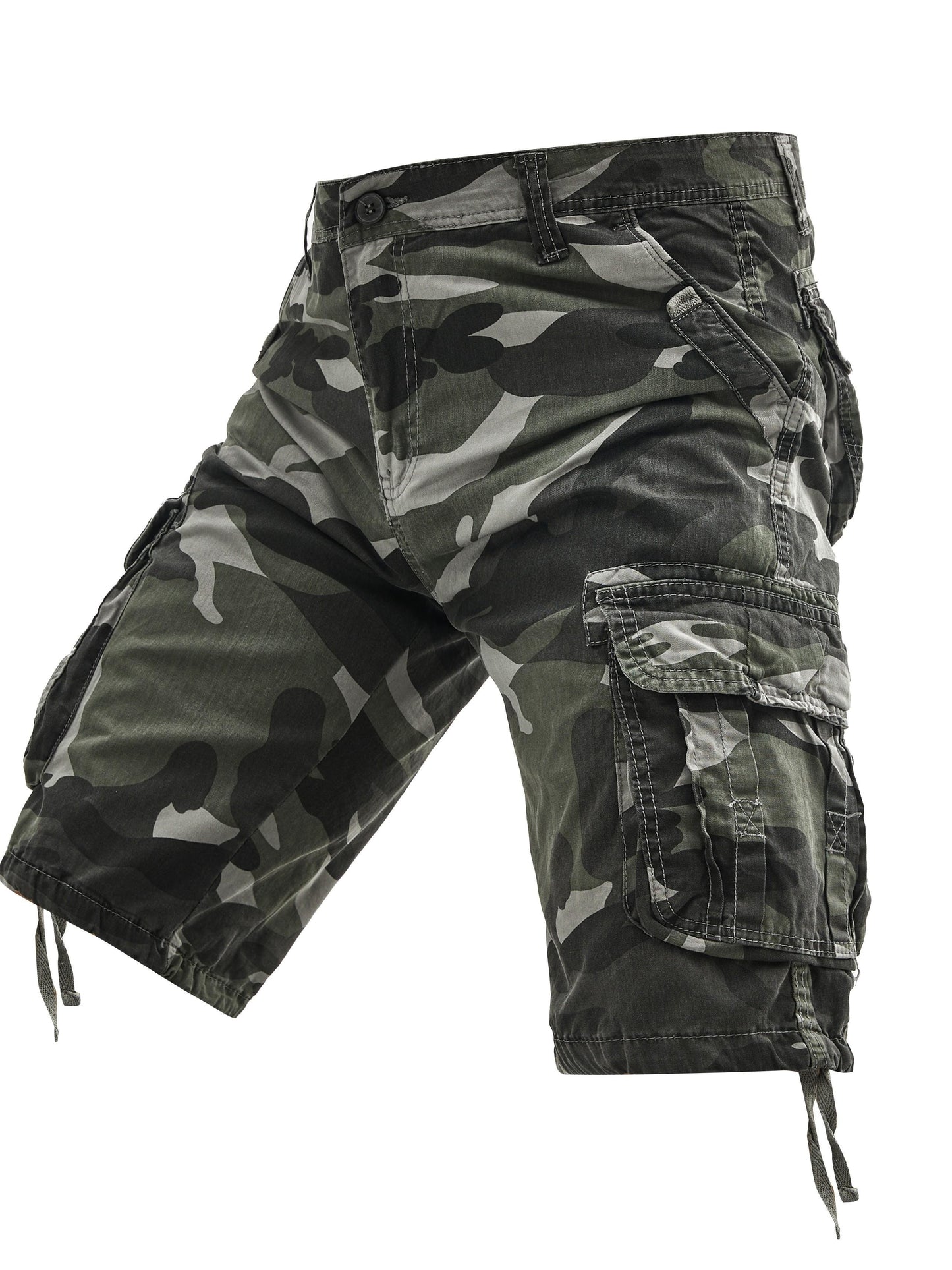 1pc Stoehurrte Men'S Large Cotton Cargo Shorts,Multi-Pocket, Regular Fit, Woven Non-Stretch Fabric, Plus Size
