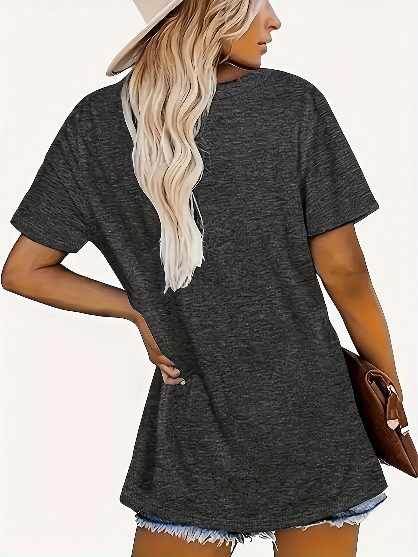 Womens Print T-Shirt - Casual Short Sleeve Crew Neck Top