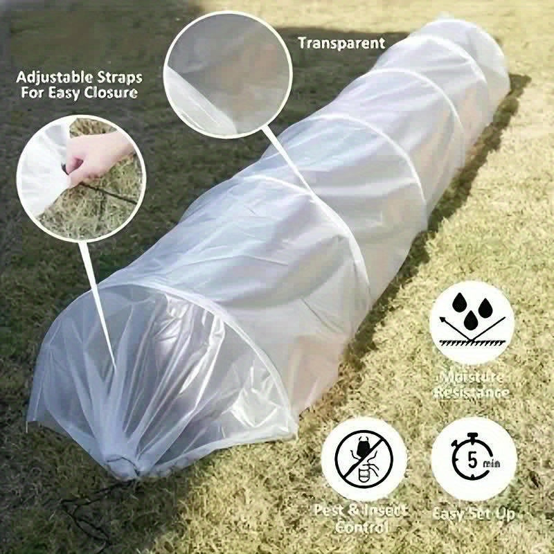 Mini Greenhouse Tunnel Kit - White Polyethylene with Adjustable Straps, Ideal for Winter Protection & Strawberry Growth (1pc)