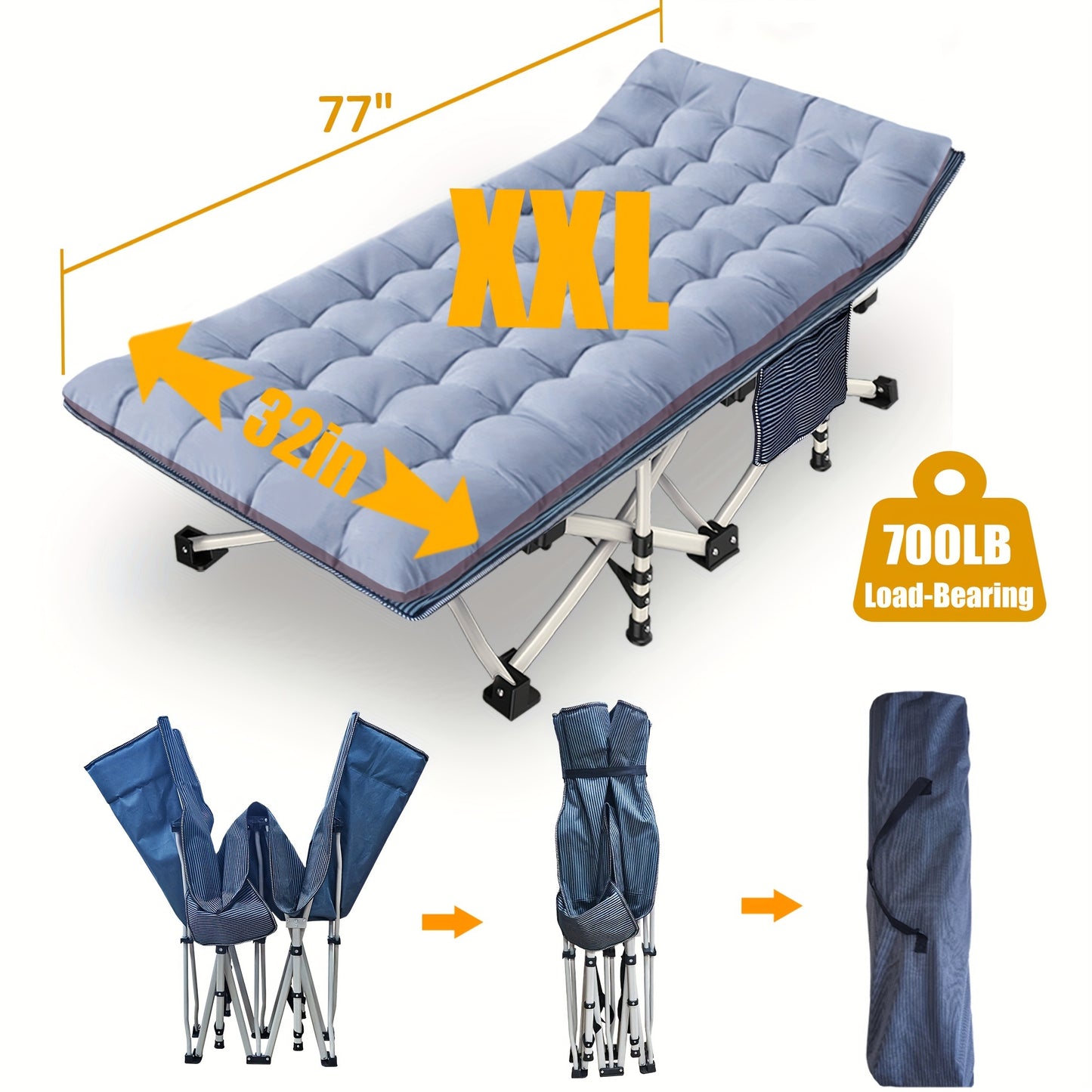 Oversized Sleeping Cot, XXL, 700# capacity