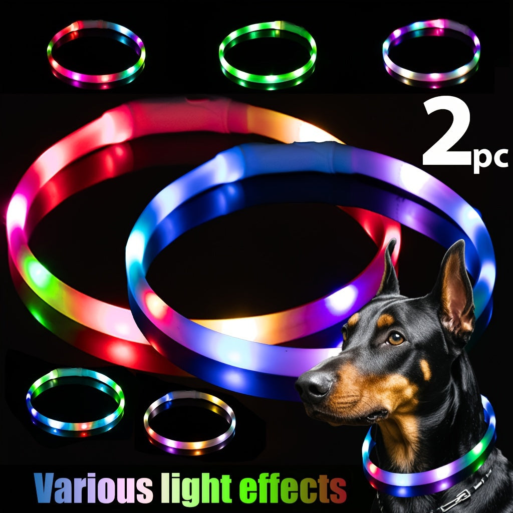 LED Dog Collar, Multi-color Luminous Dog Collar, Adjustable
