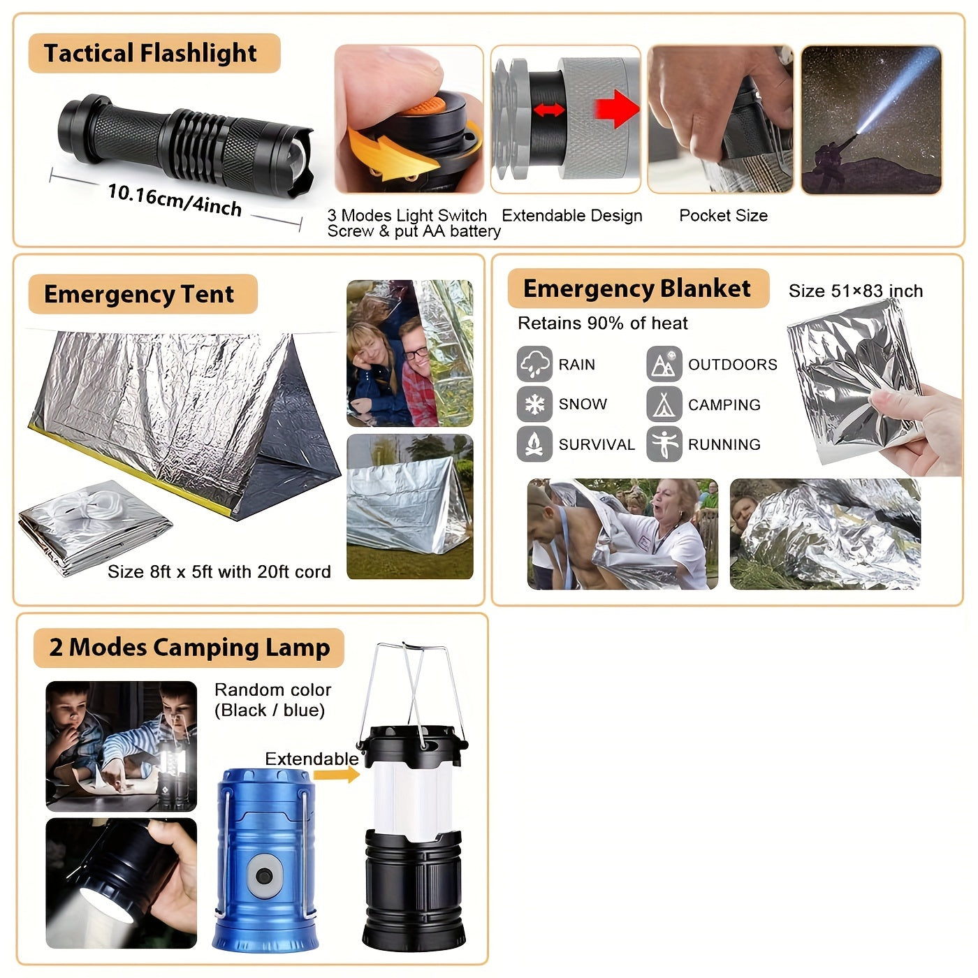250Pcs Ultimate Survival Kit - Comprehensive First Aid Kit, Emergency Tent, Compatible Bag, and Multi-Tool.