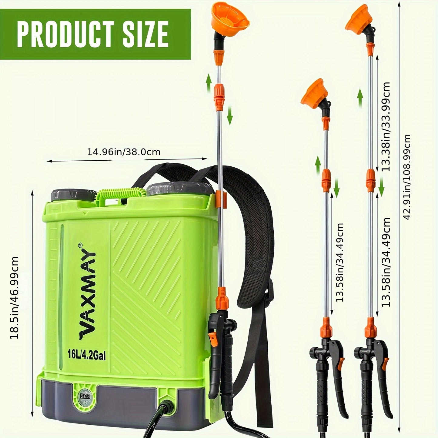 100 PSI 4 Gallon Electric Garden Sprayer with Telescopic Wand, 5 Nozzles, Makita 18V Battery Compatibility, 2.6 Ah Battery & Charger Included