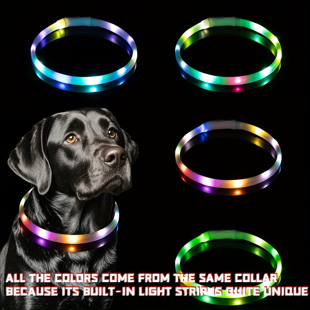 LED Dog Collar, Multi-color Luminous Dog Collar, Adjustable