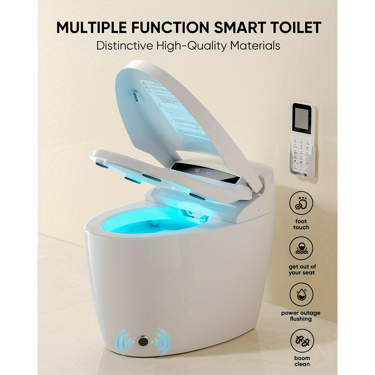 Luxurious Heated Bidet Toilet - Advanced Foot Sensor Operation, Warm Water Sprayer & Dryer.