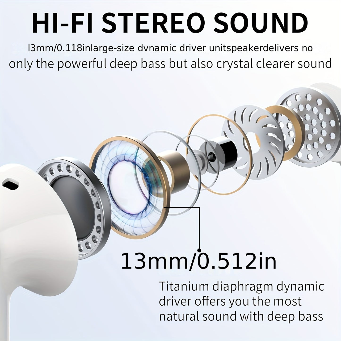 36 Hours Wireless Earbuds, Noise Cancelling Microphone LED Display In Ear Headphones with Bass Stereo and Wireless 5.3 Headset for Laptop Pad Mobile Phone Exercise