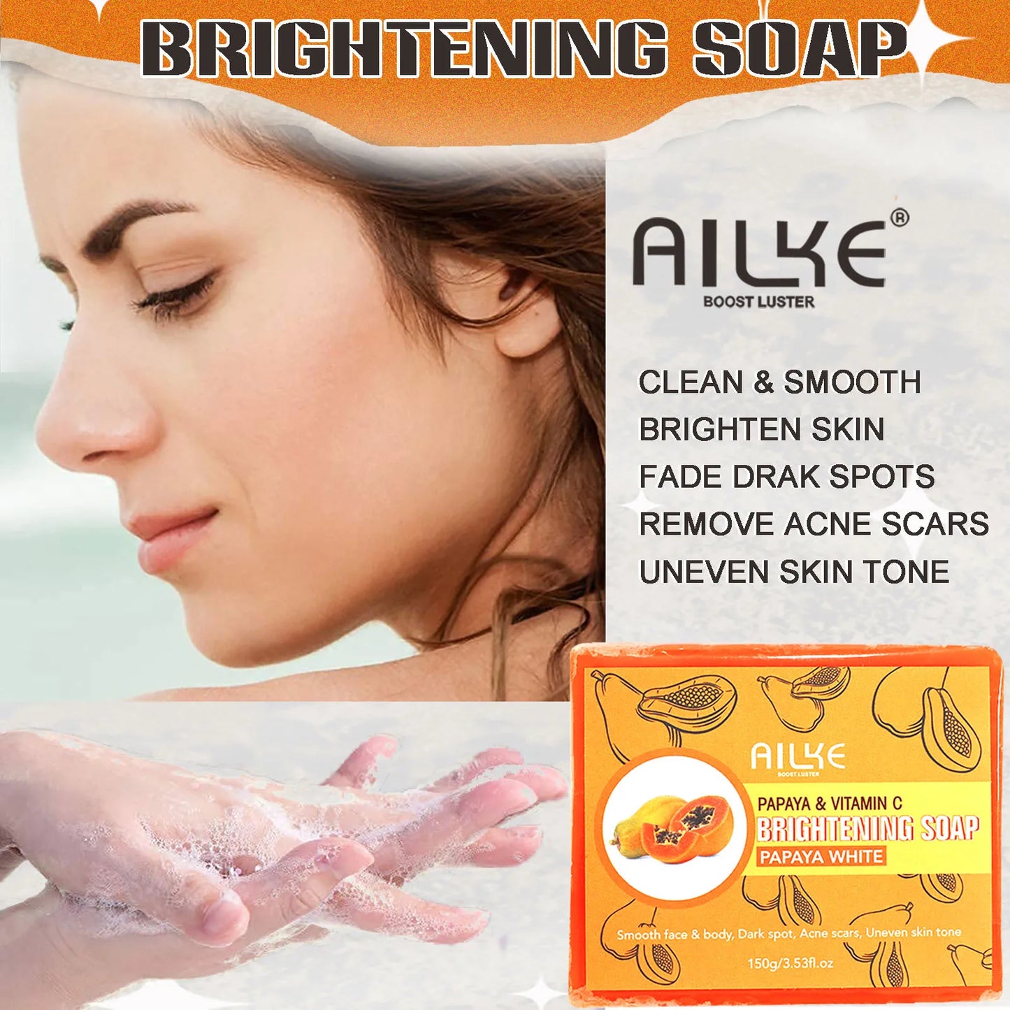 Natural Papaya Soap, Moisturizing, Smooth & Soft Skin, Brightening Soap Bar