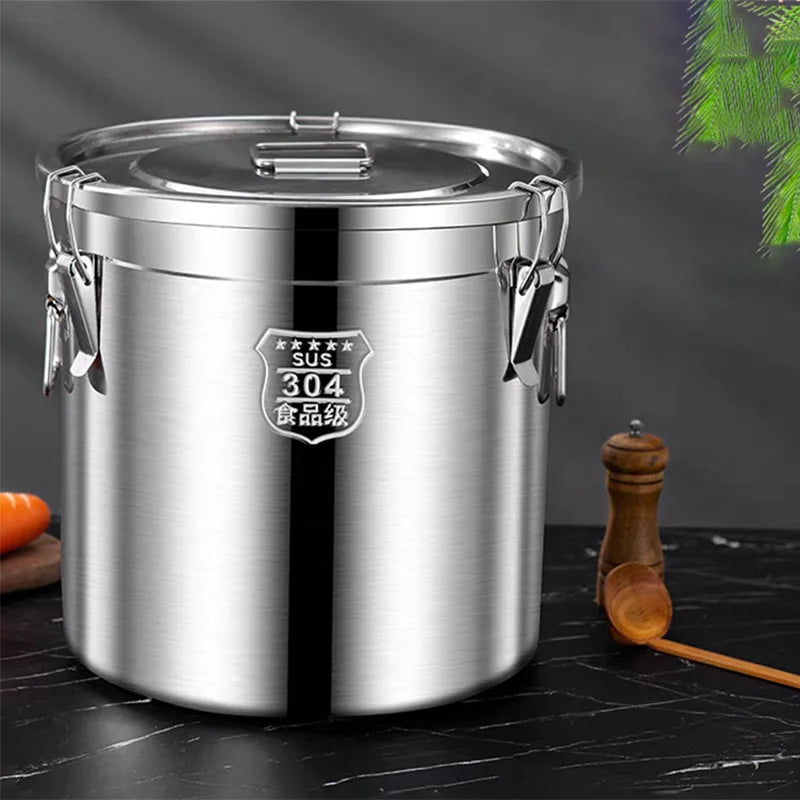 33L Food Storage Containers Airtight Canister Stainless Steel Bucket Water Jug Kitchen Accessories