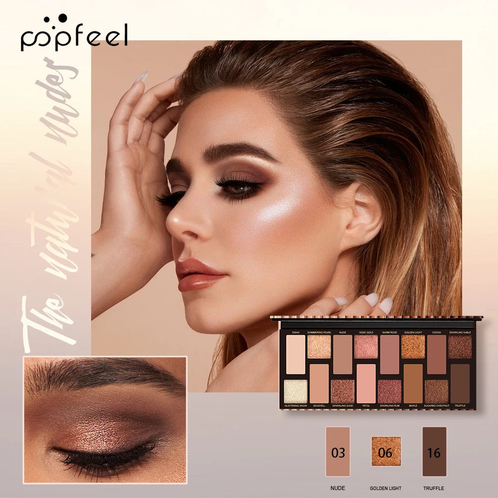 Eyeshadow Palette Natural Nude Matte Shimmer Glitter, 16 colors