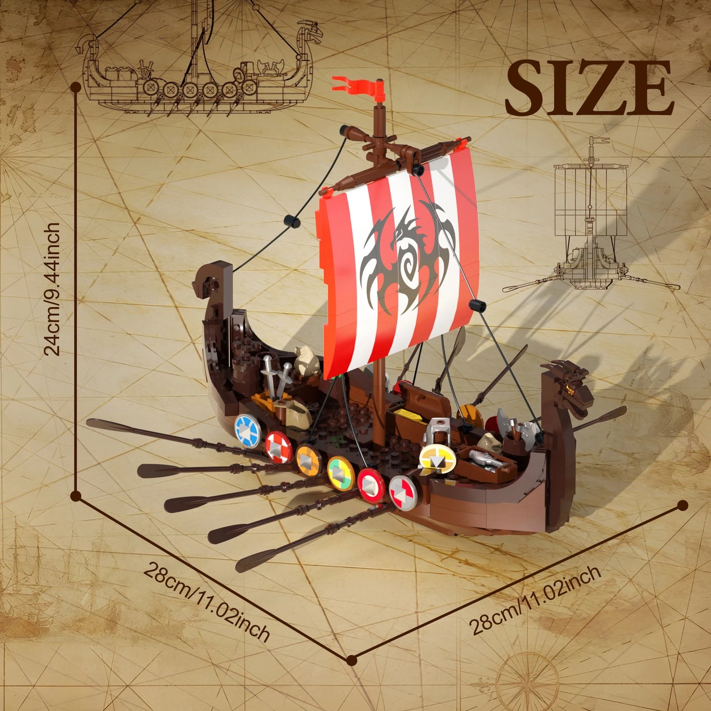 Viking Longship Building Block Set