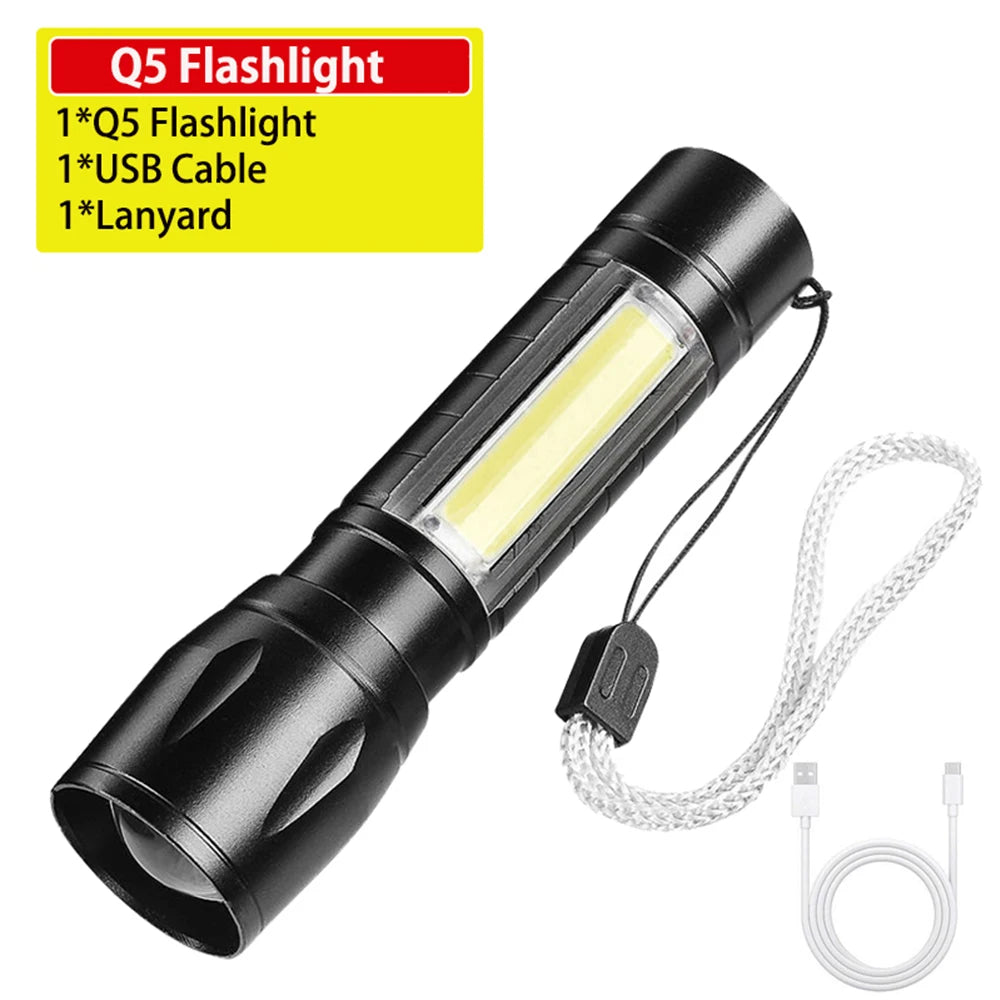 120000 Lumens Super Bright LED Flashlight Rechargeable Type C 9000 mAh XPH90 COB Torch Light with Digital Display