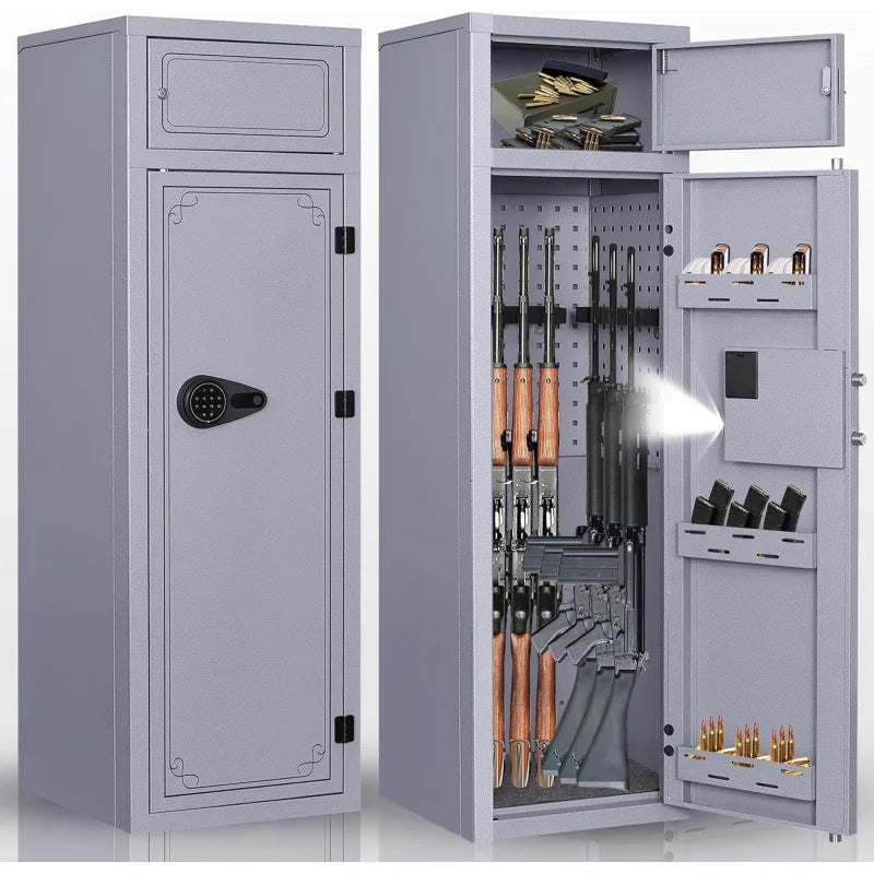 10-12 Gun Safe Metal Cabinet with Digital Keypad and Adjustable Shelves