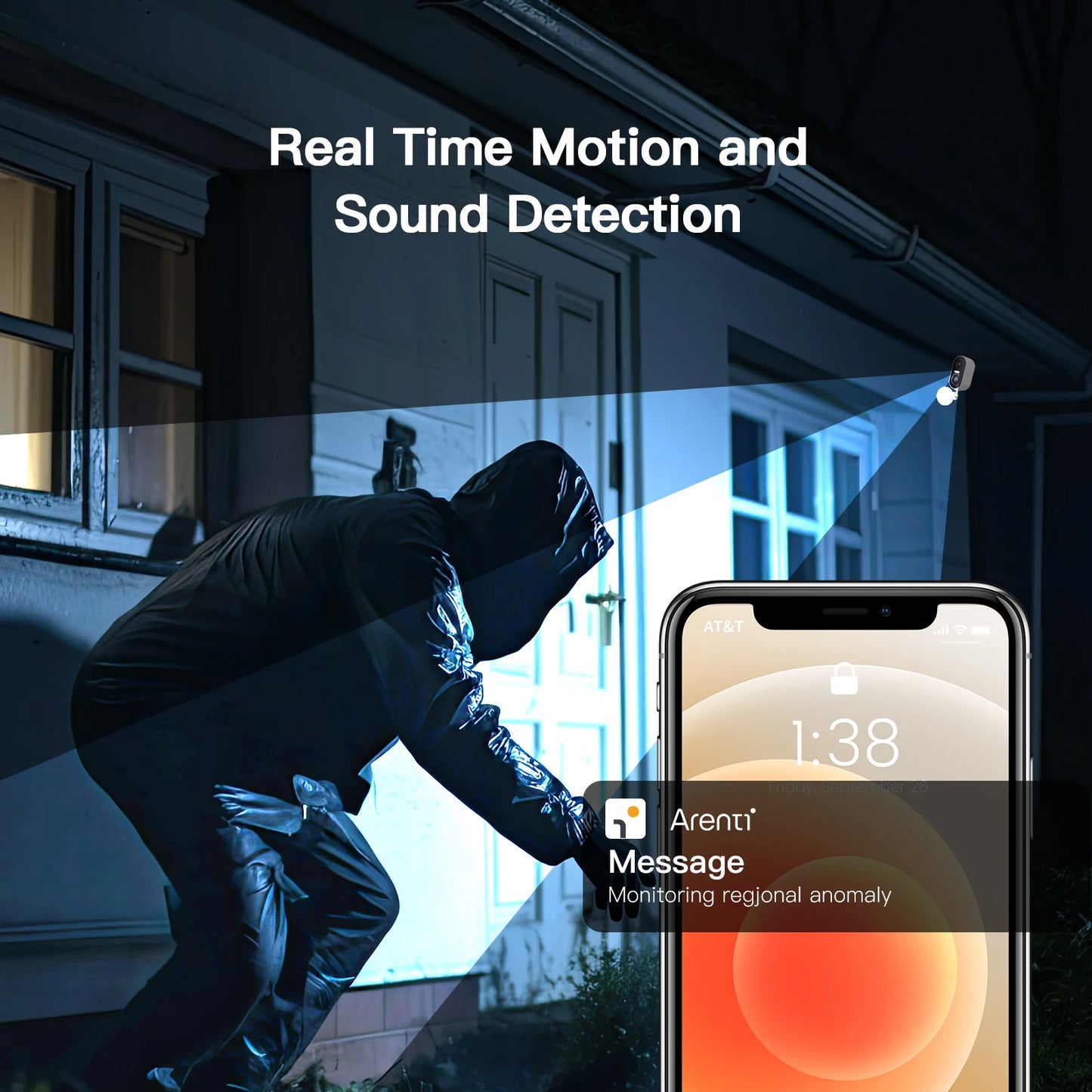 WiFi Camera Outdoor Security Camera with Solar Panel,Color Night Vision, Motion Detection, 2-Way Talk,