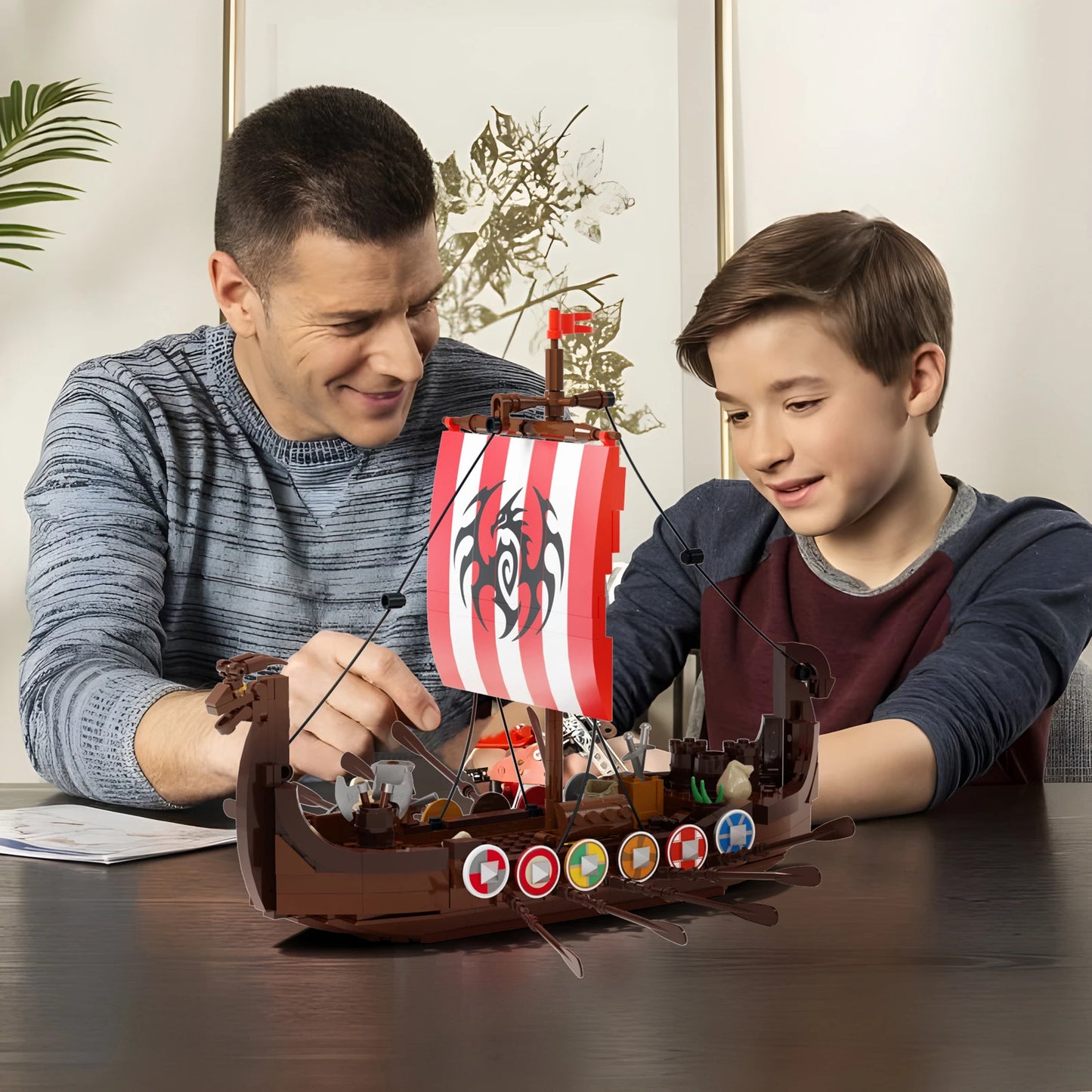 Viking Longship Building Block Set