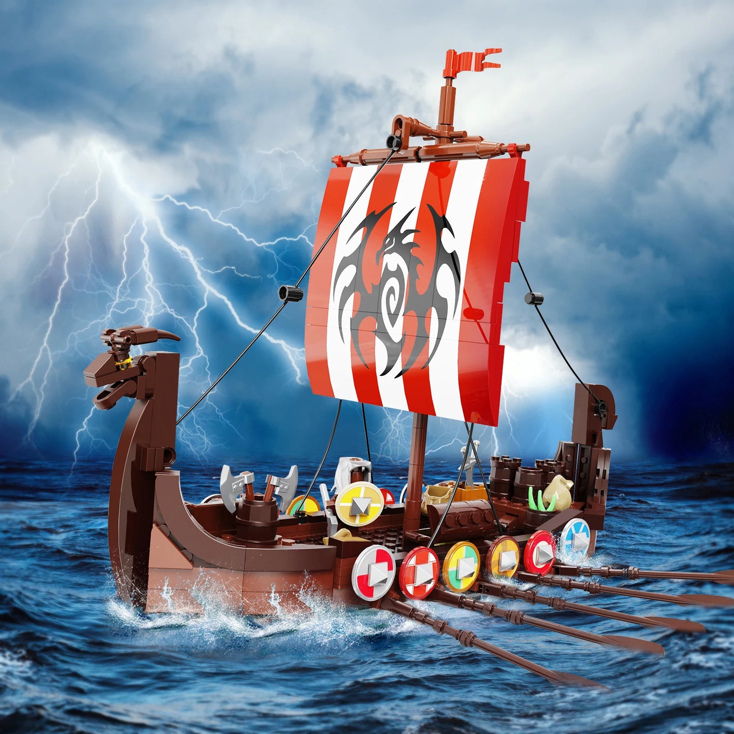 Viking Longship Building Block Set