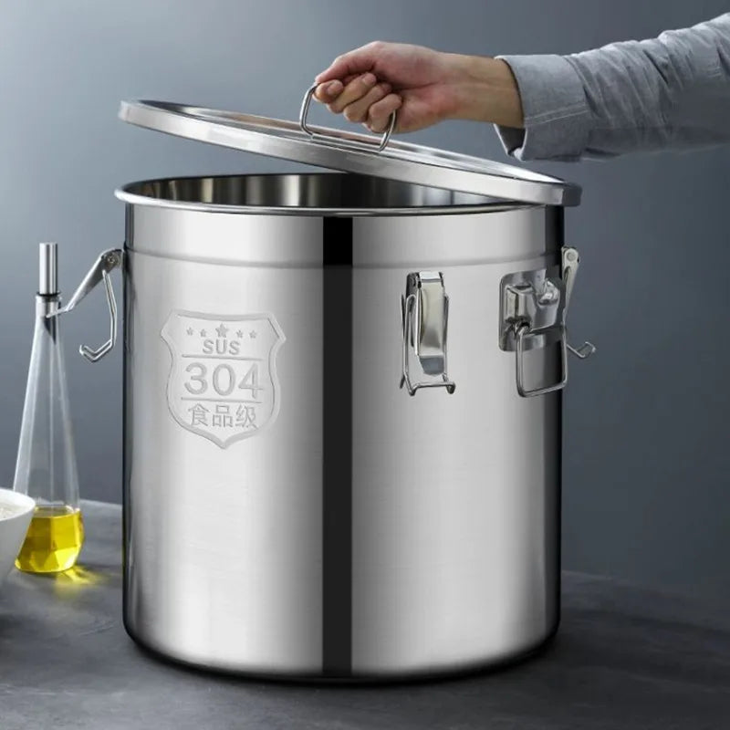 33L Food Storage Containers Airtight Canister Stainless Steel Bucket Water Jug Kitchen Accessories