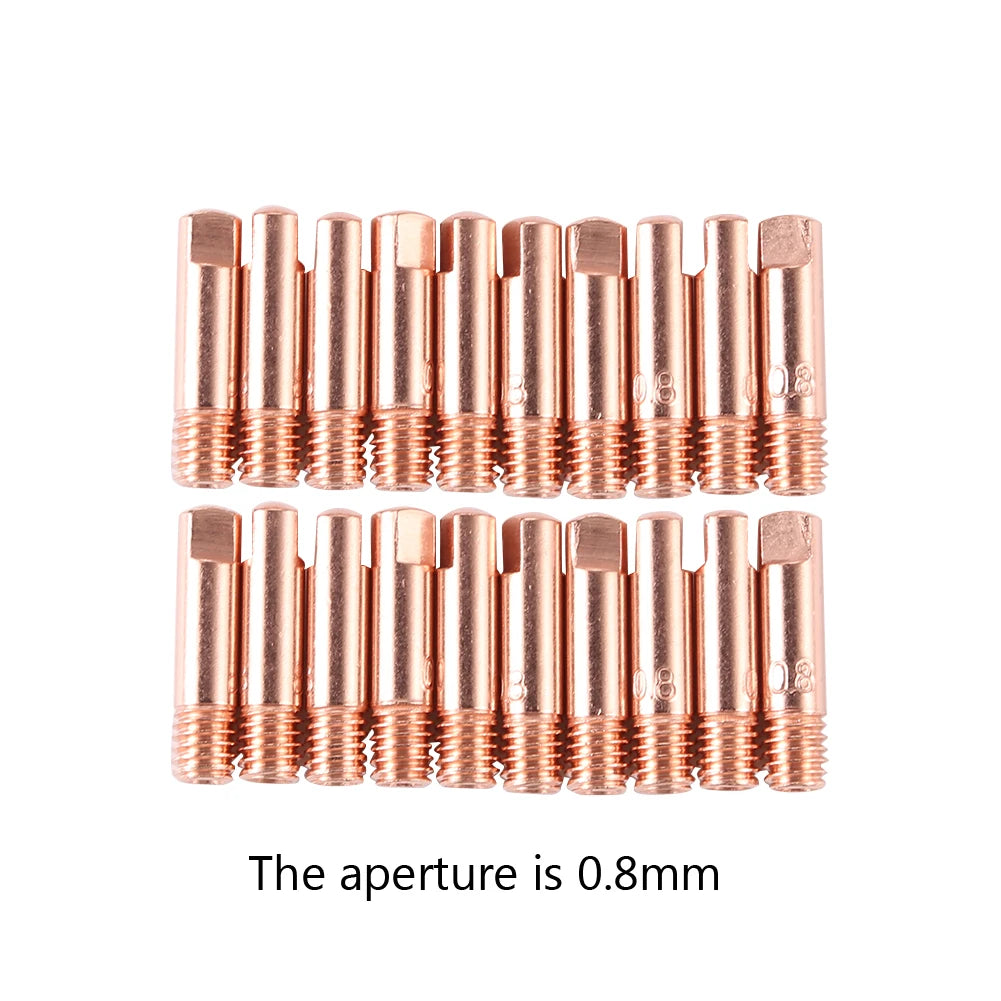 20pcs 0.8/1/1.2mm Welding Nozzle Contact Tips Gas Diffuser Connector Holder Torch Contact Semi-automatic Welding Nozzle