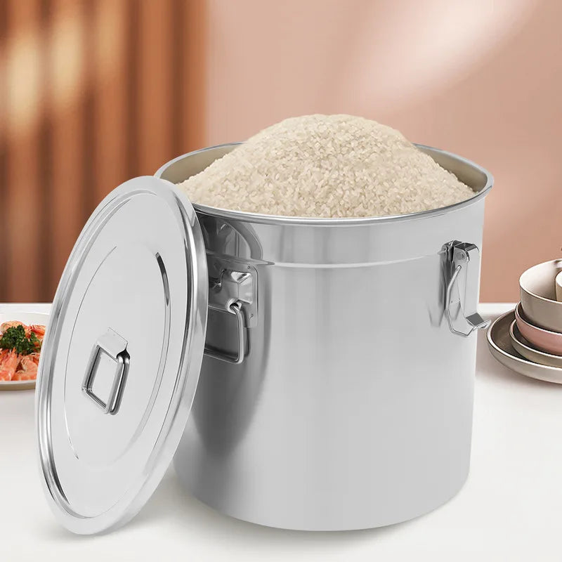 33L Food Storage Containers Airtight Canister Stainless Steel Bucket Water Jug Kitchen Accessories