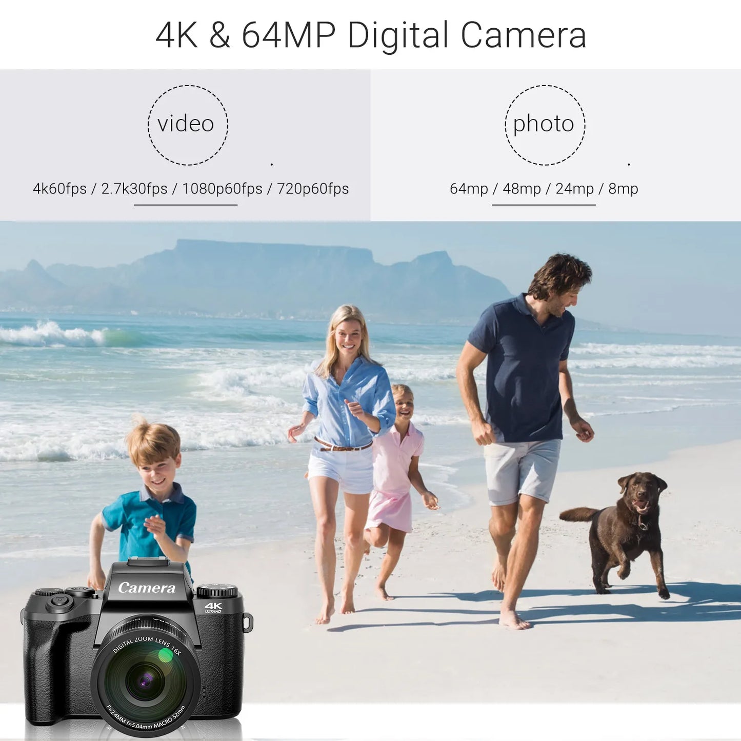 Digital Camera for Photography, 4K 64MP WiFi