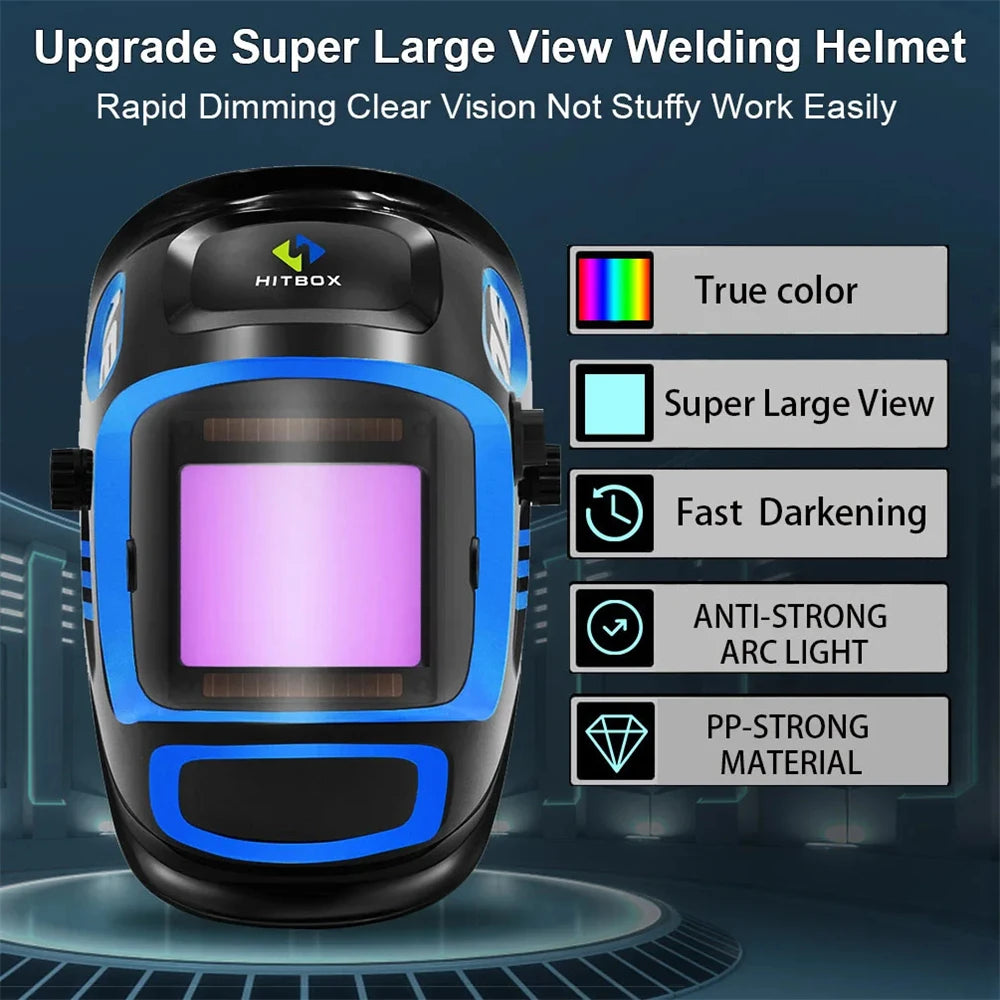 Welding Helmet Mask True Color Auto Fast Darkening Welding Helmet Super Large View Helmet.