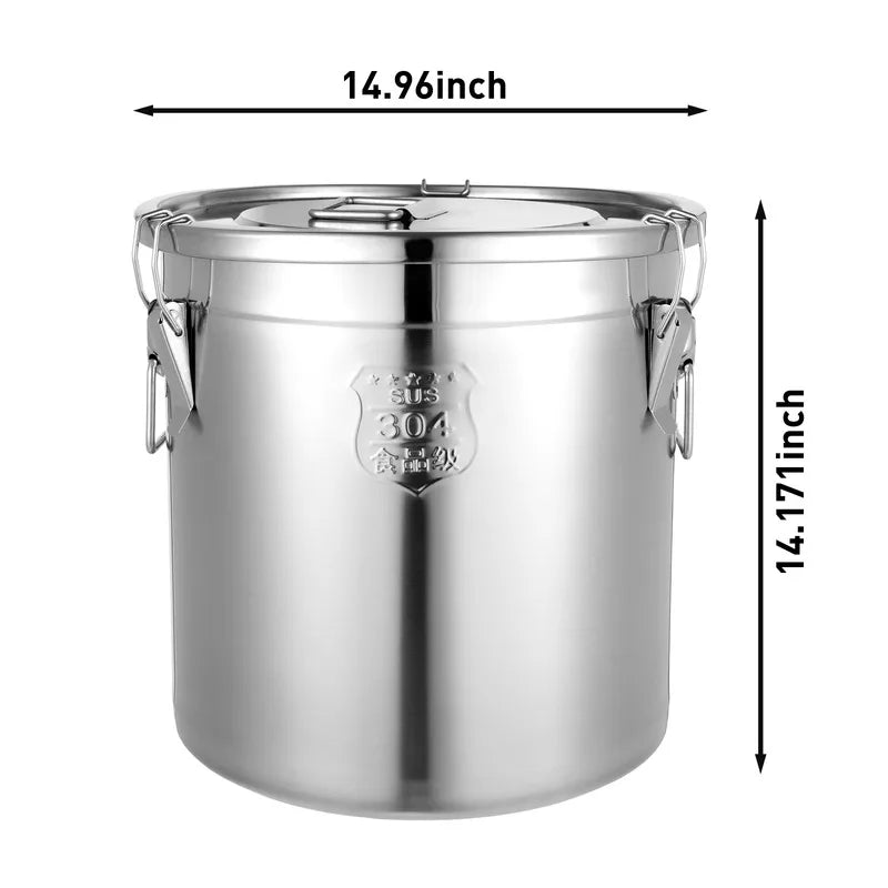 33L Food Storage Containers Airtight Canister Stainless Steel Bucket Water Jug Kitchen Accessories