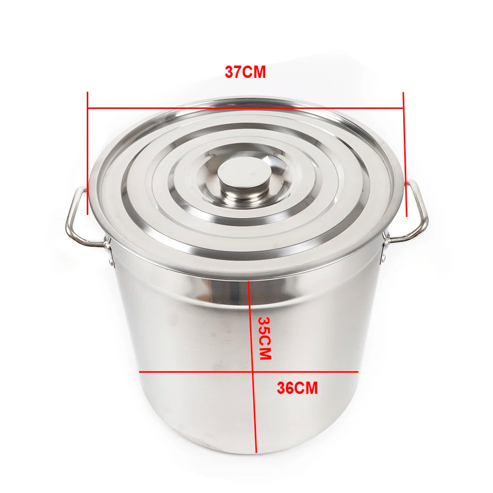 35L/9.25Gal Large Stainless Steel Deep Stock Pot w/ Lid.