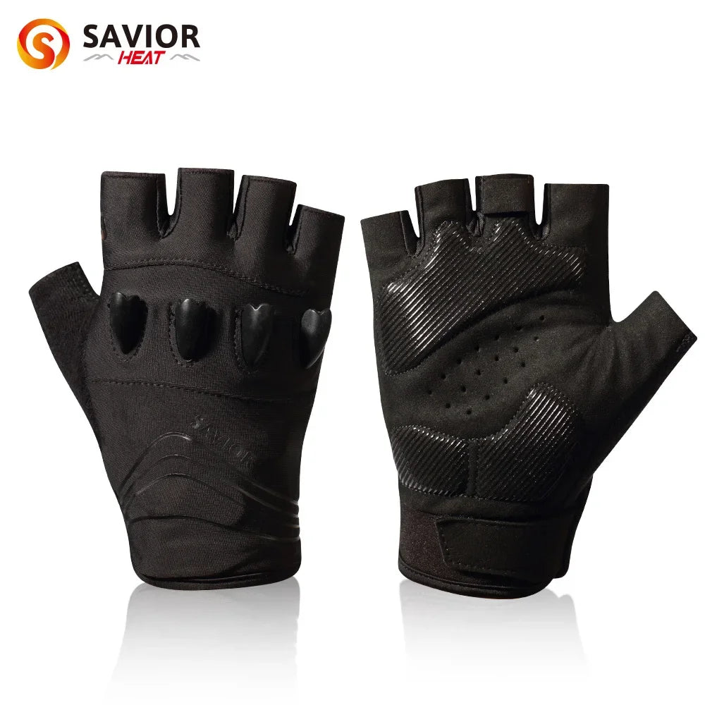 Savior Outdoor Sports Cycling Gloves Half Finger LED Gloves Nightview Rechargeable Flashlight.