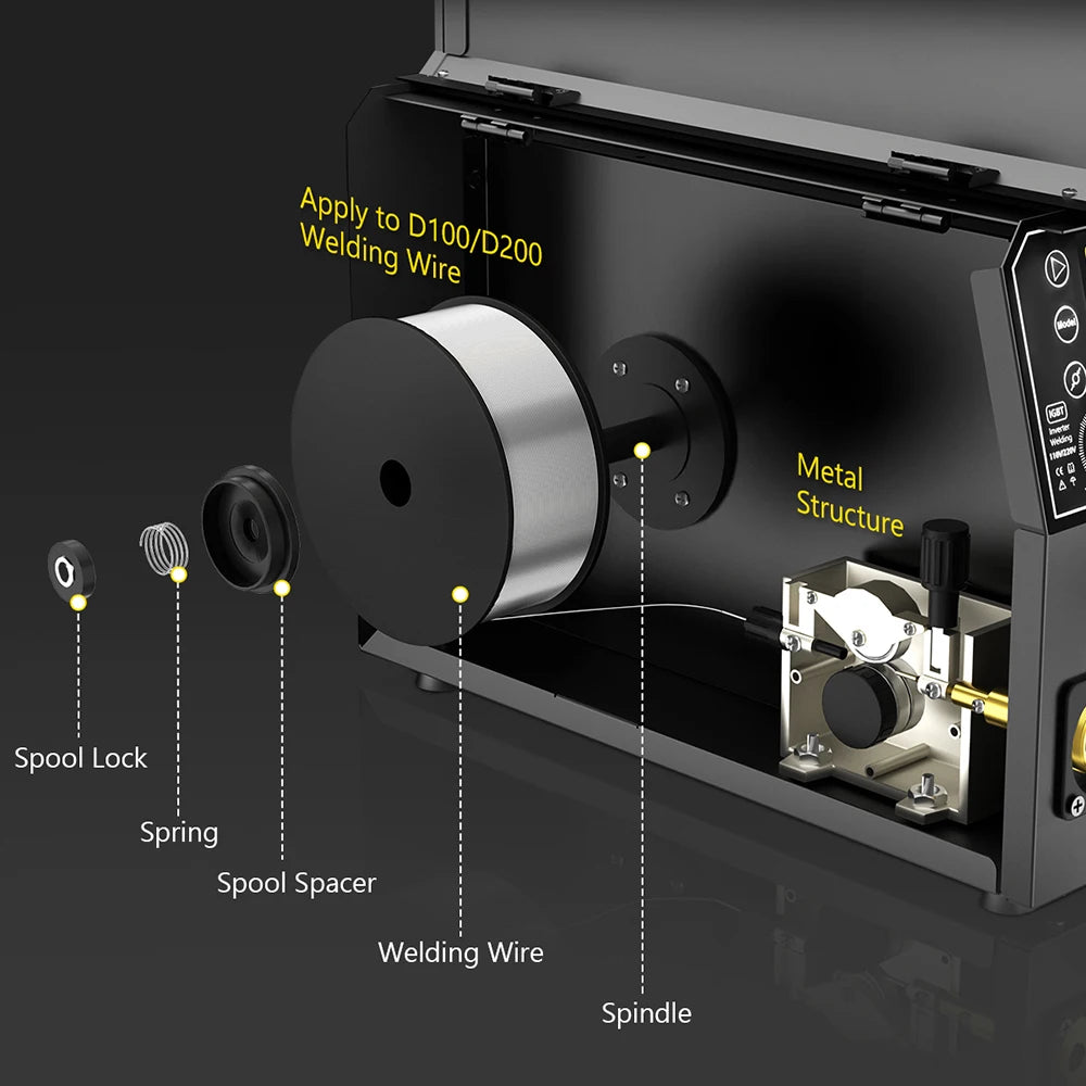 200A 4 in 1 Aluminum Welding Machine Gas Gasless MIG/Lift TIG/MMA Digital Welding Equipment for 1kg/5KG Welding Wire
