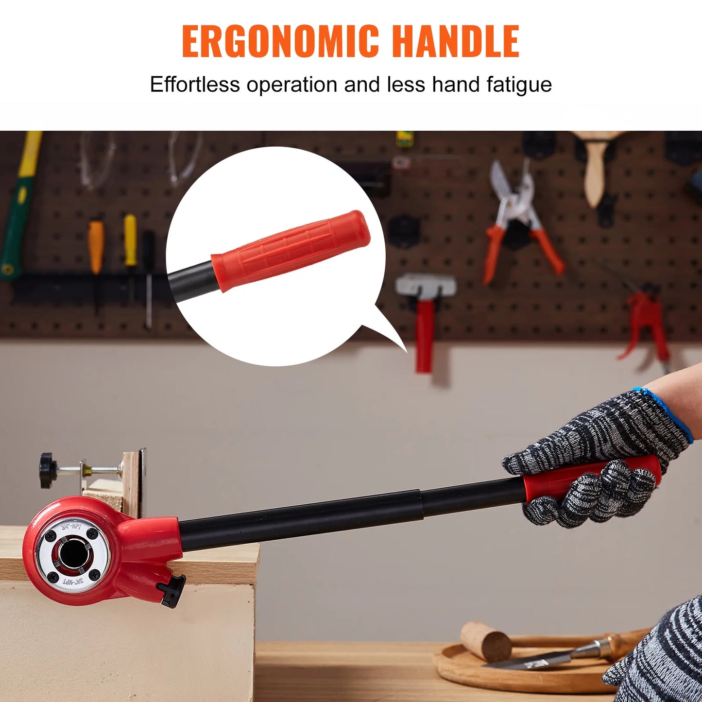 Manual Pipe Threader Ratchet Tool Portable Pipe Threading Set with 6PCS NPT Dies for Galvanized Aluminum Iron Copper Pipes