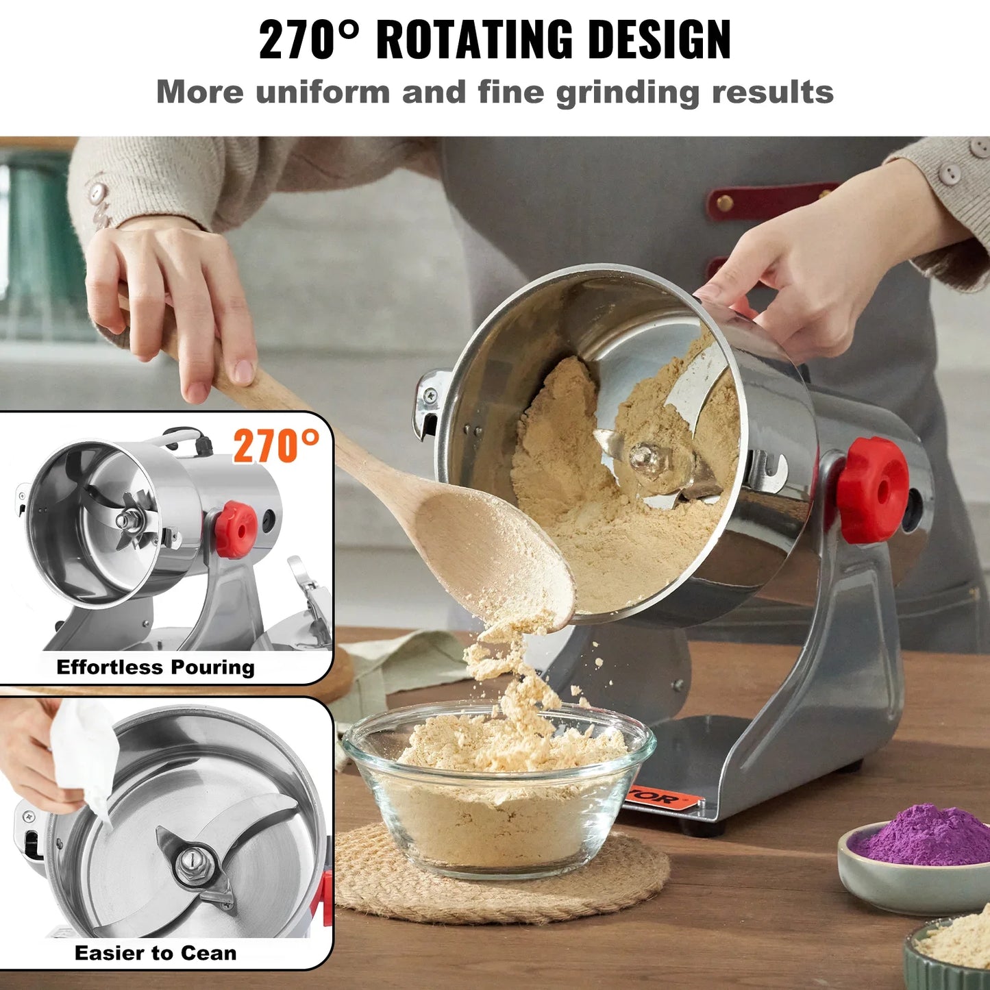 Electric Grain Mill Grinder, Stainless Steel