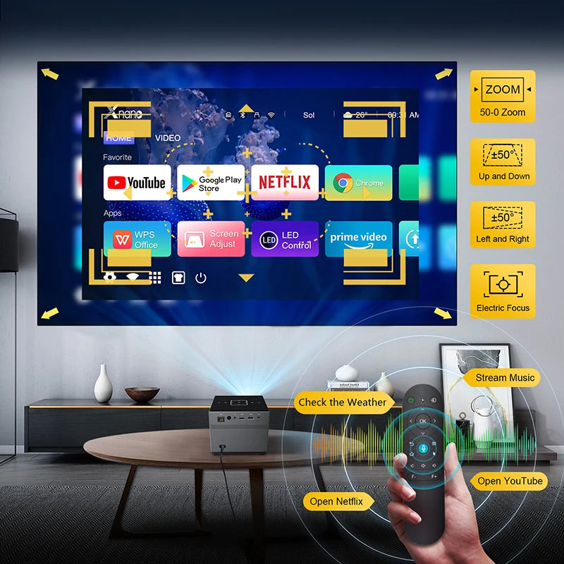 Voice Remote Portable Smart Movie Projector
