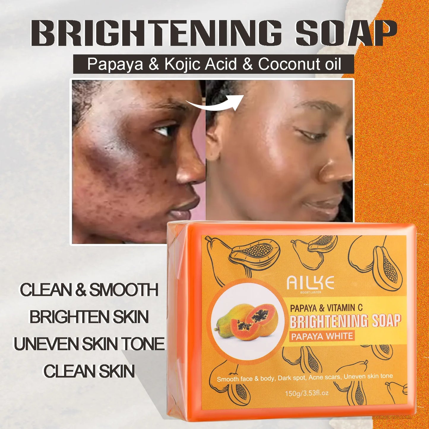 Natural Papaya Soap, Moisturizing, Smooth & Soft Skin, Brightening Soap Bar