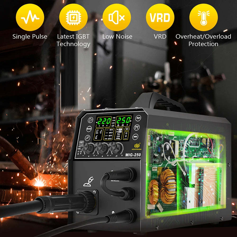 200A 4 in 1 Aluminum Welding Machine Gas Gasless MIG/Lift TIG/MMA Digital Welding Equipment for 1kg/5KG Welding Wire