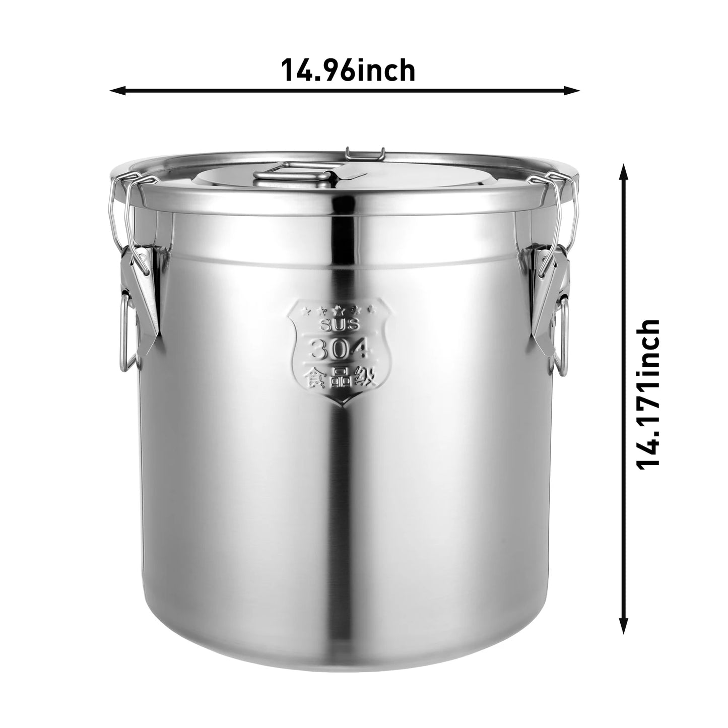 304 Stainless Steel 21L/33L Airtight Canister Household Kitchen Food Grain Rice Sealed Storage Bucket.