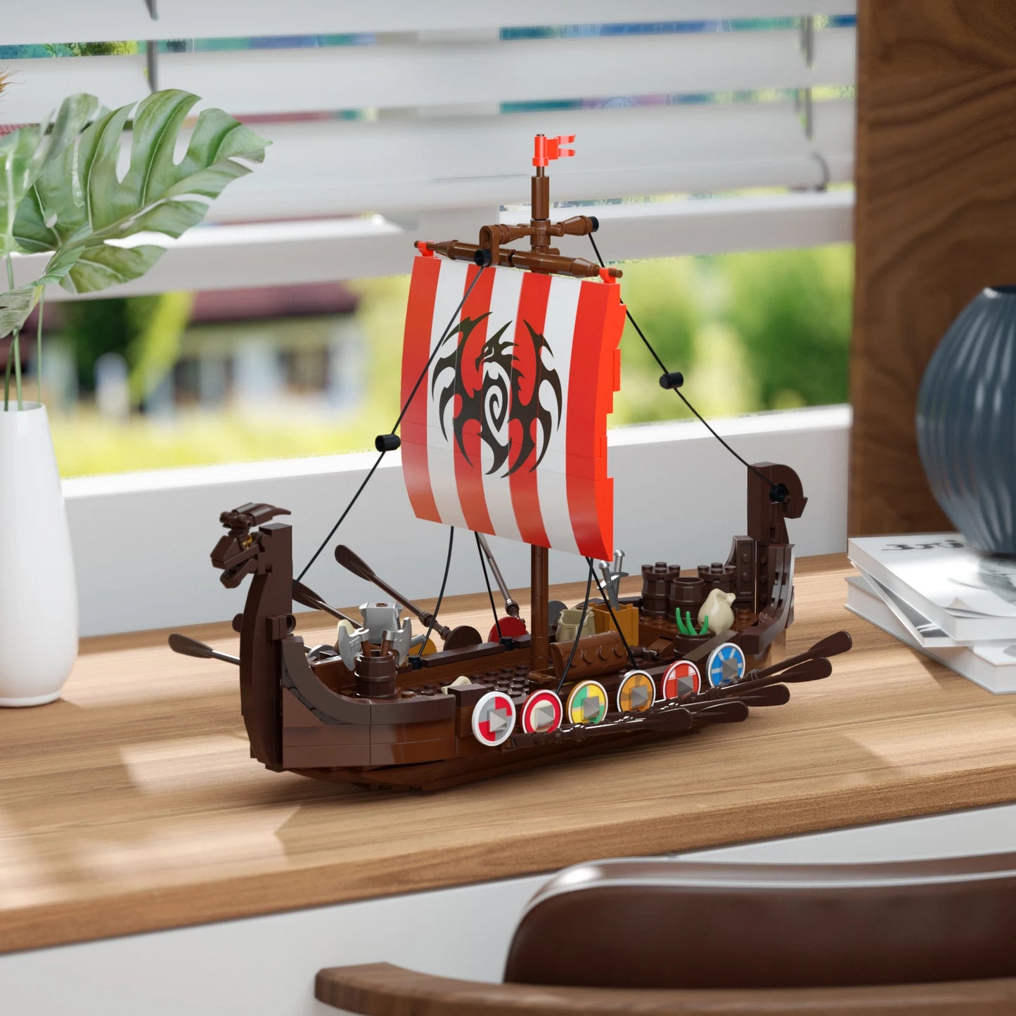 Viking Longship Building Block Set