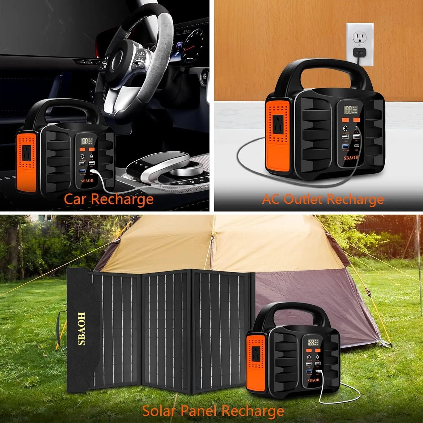 Portable Power Station, 155Wh 42000mAh Outdoor Solar Generator with 110V/150W(Peak 200W) AC Outlet and USB-C PD(30W) Port, Power
