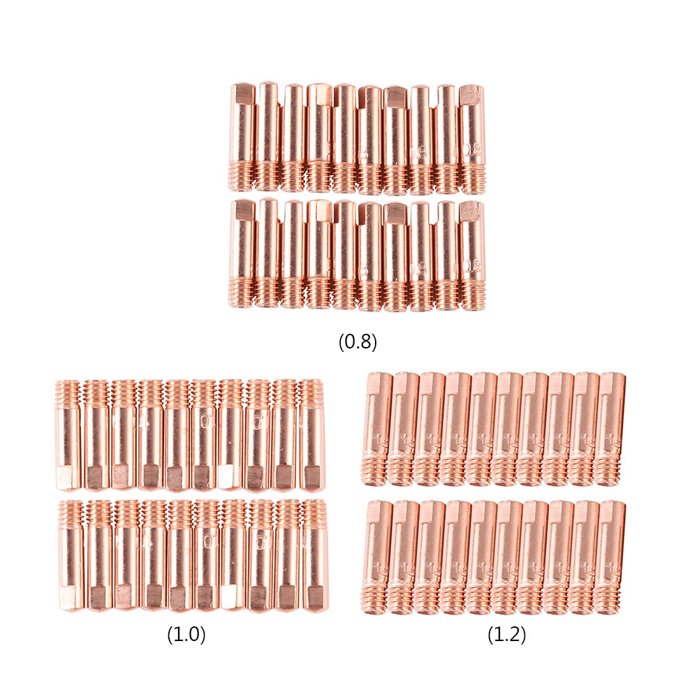 20pcs 0.8/1/1.2mm Welding Nozzle Contact Tips Gas Diffuser Connector Holder Torch Contact Semi-automatic Welding Nozzle